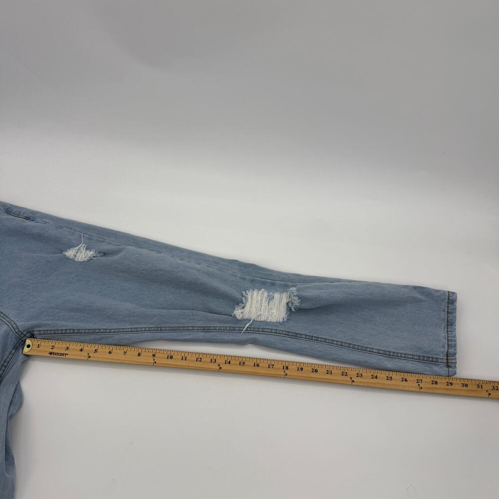 NASTY GAL Light Wash Distressed Jeans Size 6 High Rise Straight Leg Cotton Denim - Picture 8 of 9